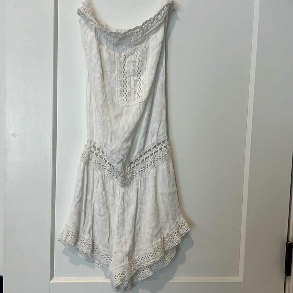White strapless, romper size medium